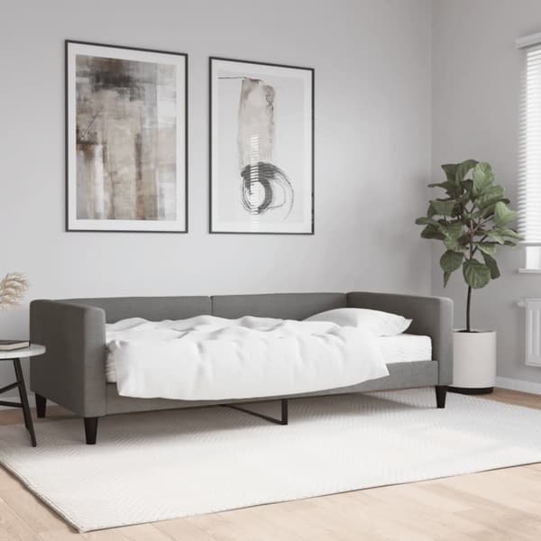 Dagbädd med madrass mörkgrå 90x190 cm tyg