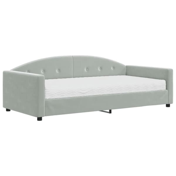 Dagbädd med madrass ljusgrå 100x200 cm sammet
