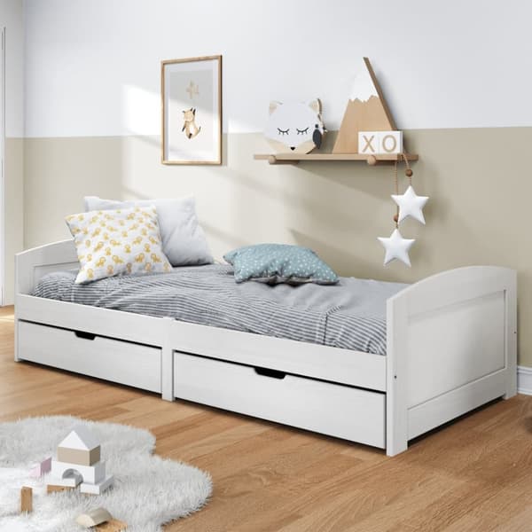Dagbädd med 2 lådor IRUN vit 90x200 cm massiv furu