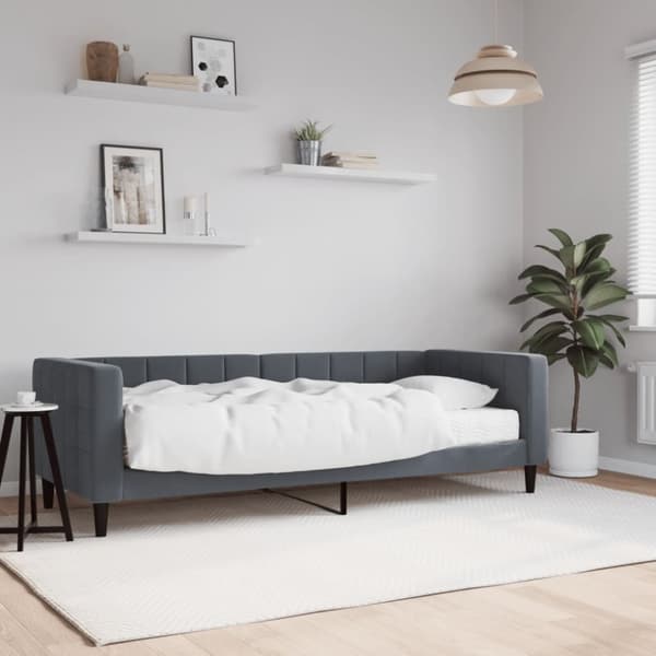 Dagbädd med madrass mörkgrå 80x200 cm sammet