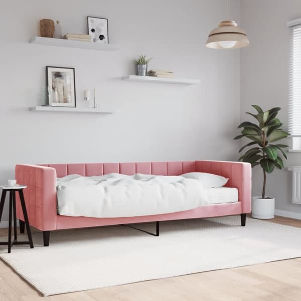 Dagbädd med madrass rosa 80x200 cm sammet