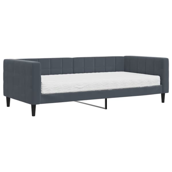 Dagbädd med madrass mörkgrå 90x200 cm sammet