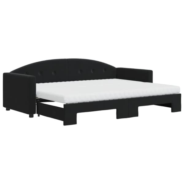 Dagbädd utdragbar med madrasser svart 80x200 cm sammet