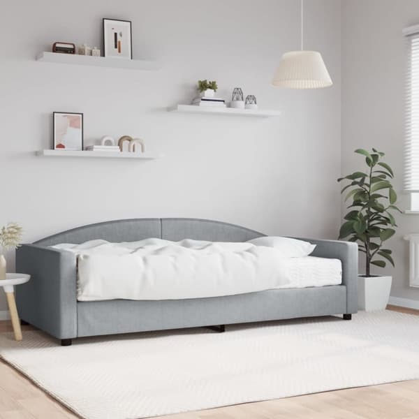 Dagbädd med madrass ljusgrå 100x200 cm tyg