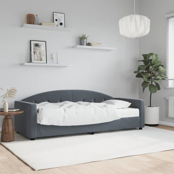 Dagbädd med madrass mörkgrå 80x200 cm sammet