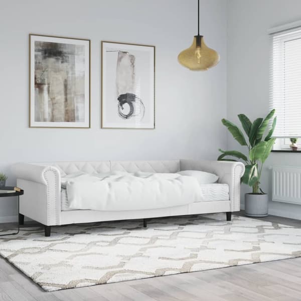 Dagbädd med madrass vit 90x200 cm konstläder