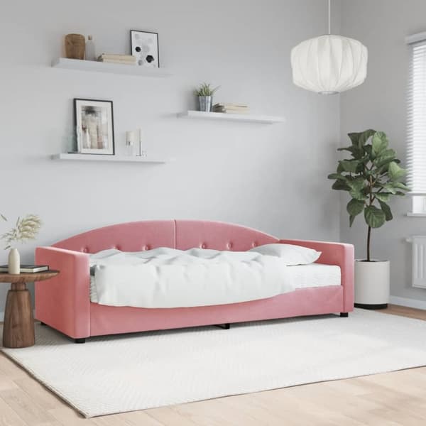 Dagbädd med madrass rosa 80x200 cm sammet