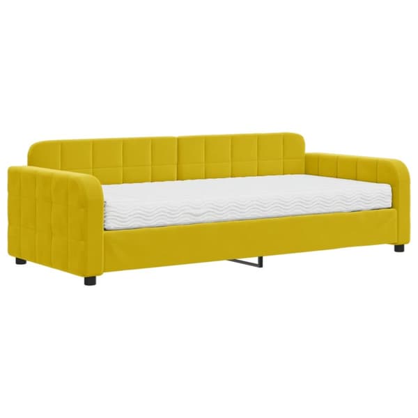 Dagbädd med madrass gul 90x200 cm sammet