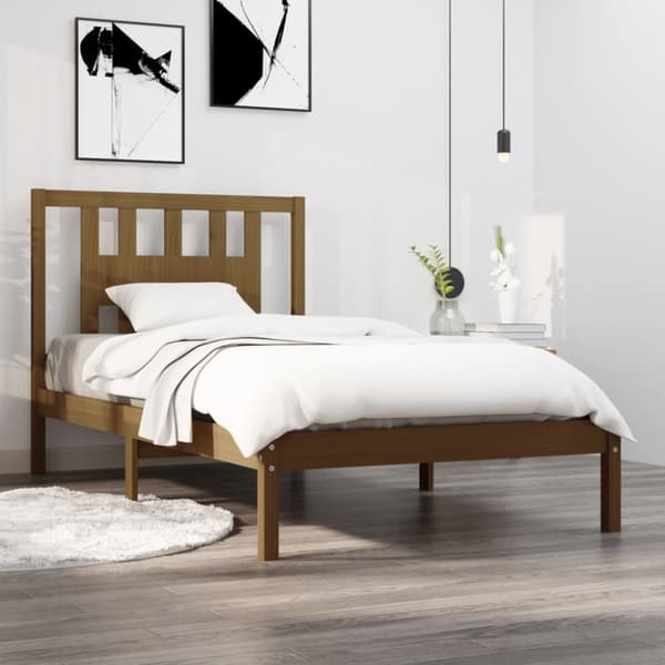 Sängram honungsbrun massiv furu 100x200 cm
