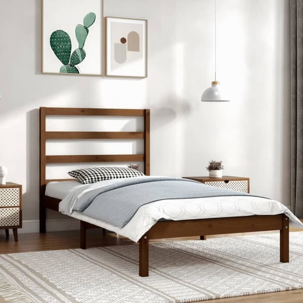 Sängram honungsbrun massiv furu 100x200 cm enkelsäng
