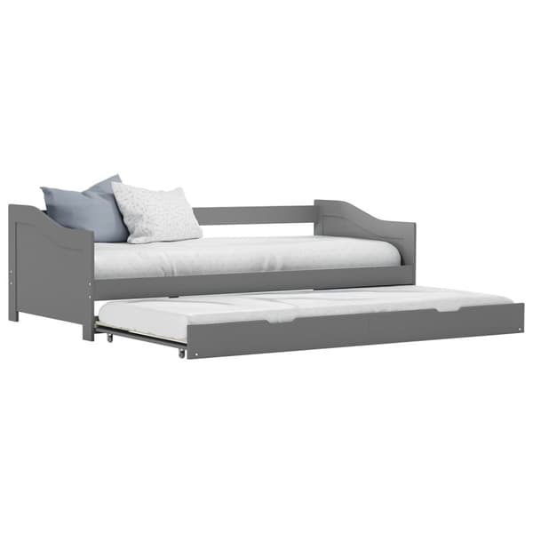 Bäddsoffa ram utan madrass grå 90x200 cm