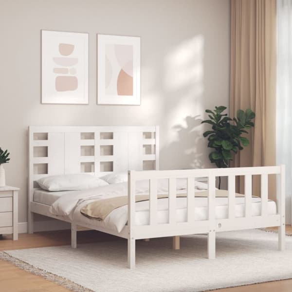 Sängram utan madrass vit 120x200 cm massiv furu