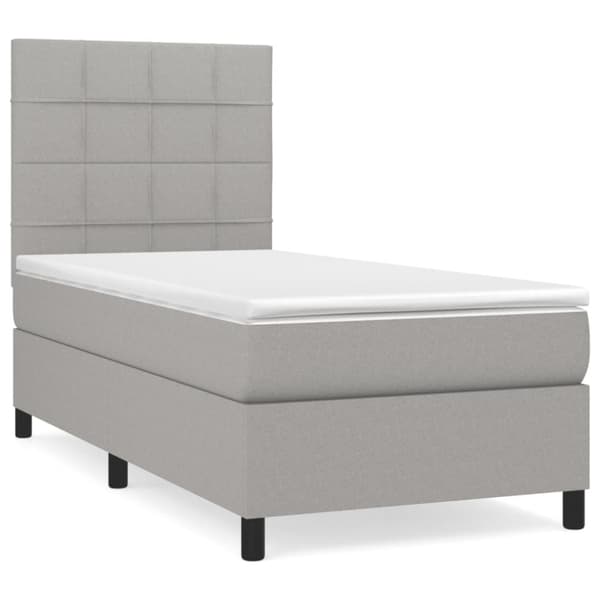 Ramsäng med madrass ljusgrå 90x200 cm tyg