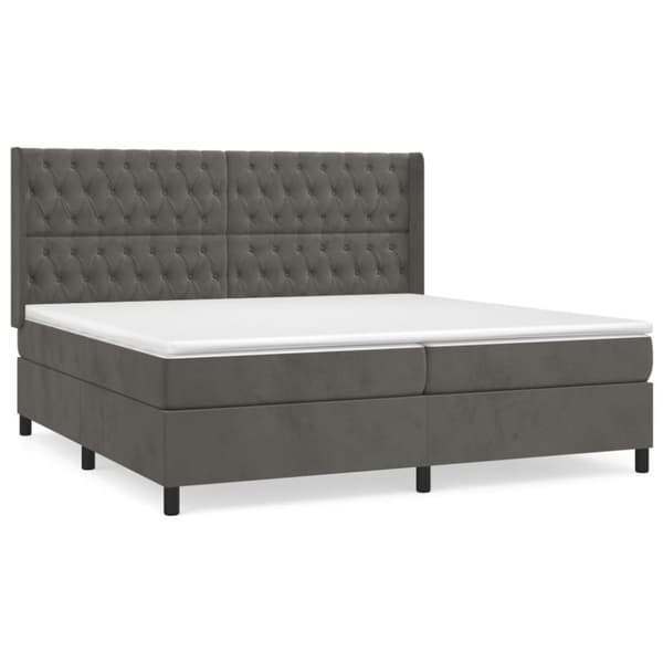 Ramsäng med madrass mörkgrå 200x200 cm sammet