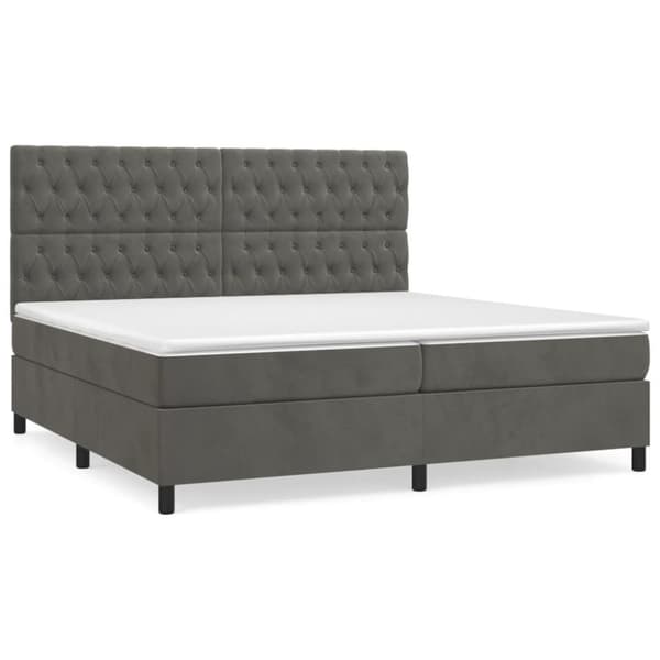 Ramsäng med madrass mörkgrå 200x200 cm sammet