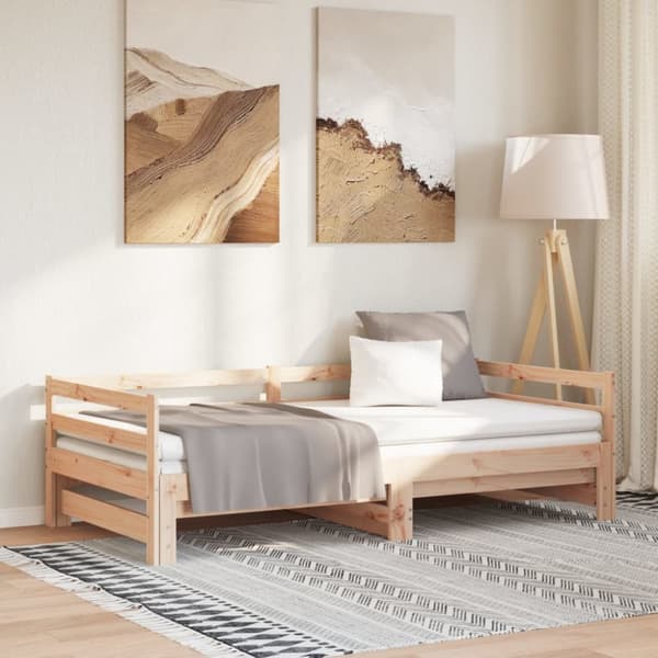 Utdragbar dagbädd 2x(90x190) cm massiv furu