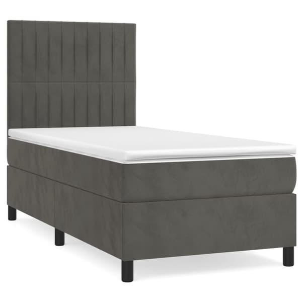 Ramsäng med madrass mörkgrå 90x200 cm sammet