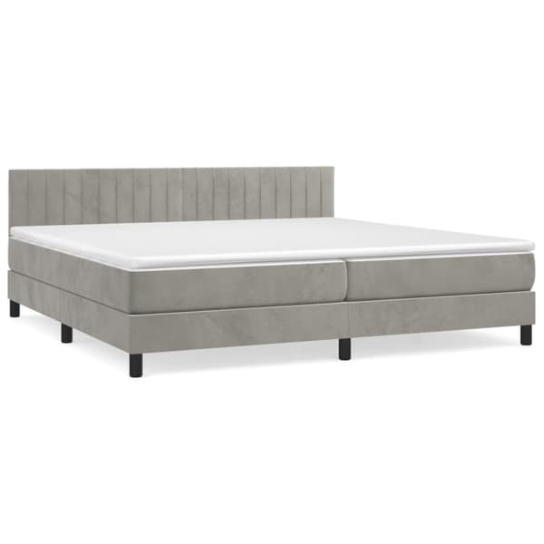 Ramsäng med madrass ljusgrå 200x200 cm sammet
