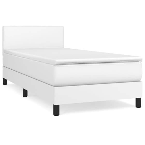 Ramsäng med madrass vit 90x200 cm konstläder