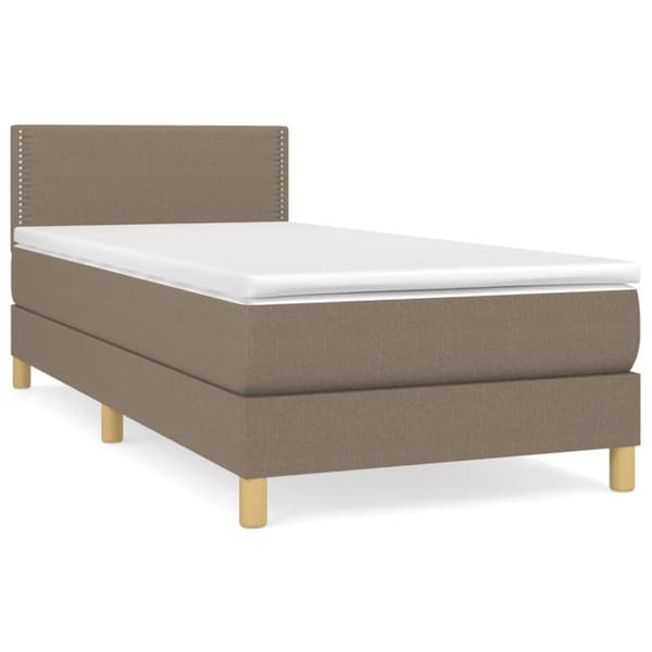 Ramsäng med madrass taupe 90x200 cm tyg