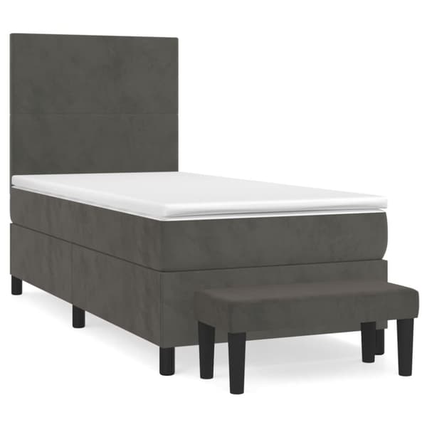 Ramsäng med madrass mörkgrå 90x190 cm sammet