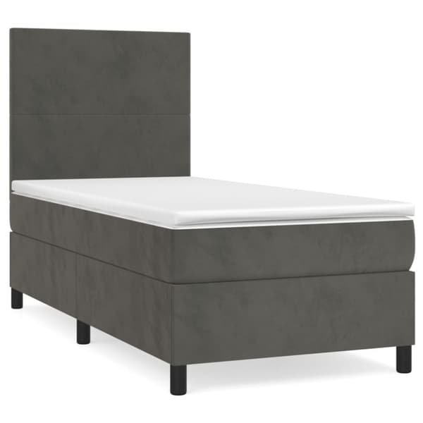 Ramsäng med madrass mörkgrå 90x200 cm sammet