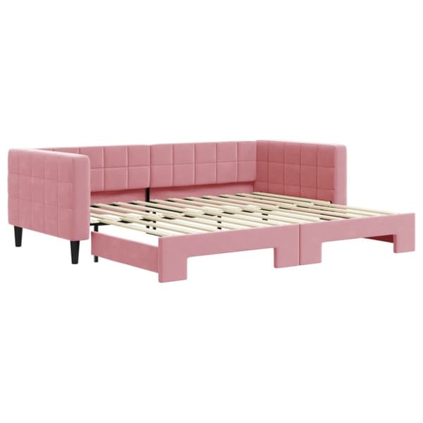 Dagbädd utdragbar rosa 90x200 cm sammet