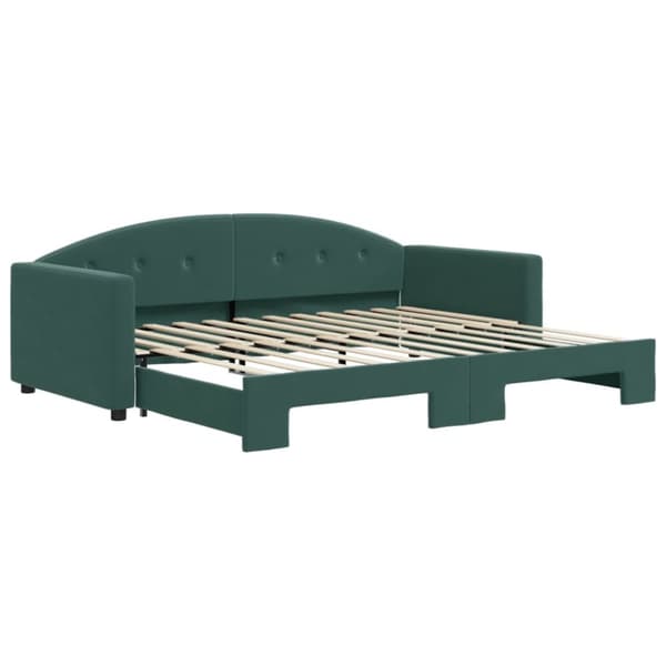 Dagbädd utdragbar mörkgrön 90x200 cm sammet