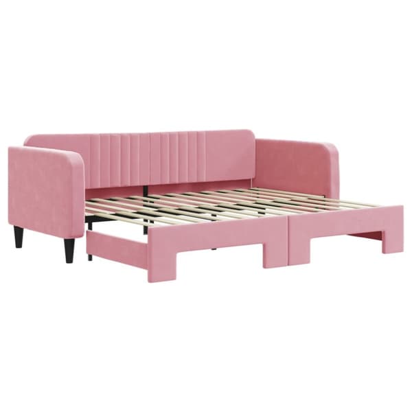 Dagbädd utdragbar rosa 90x200 cm sammet