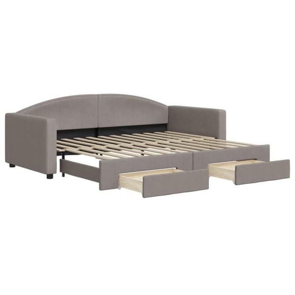 Dagbädd utdragbar med lådor taupe 90x200 cm tyg