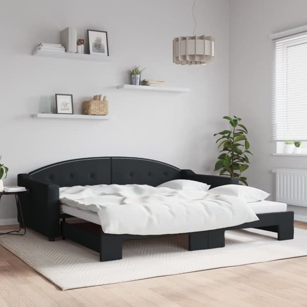 Dagbädd utdragbar svart 100x200 cm tyg