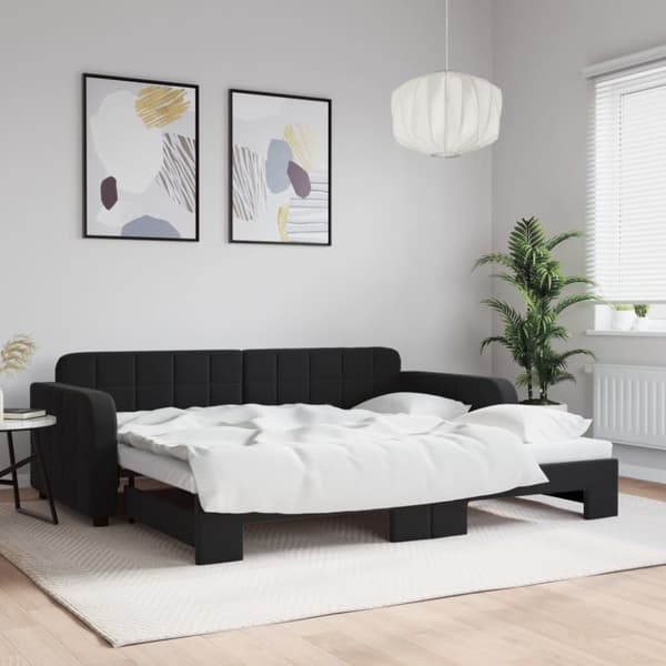 Dagbädd utdragbar svart 90x190 cm sammet