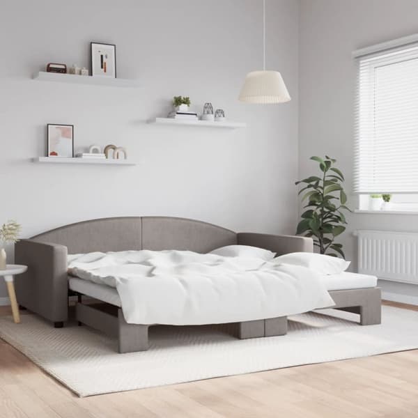 Dagbädd utdragbar taupe 100x200 cm tyg