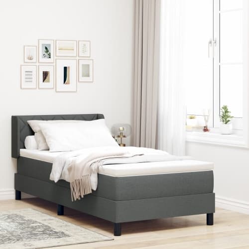 Boxspring säng med madrass mörkgrå 90x190 cm tyg