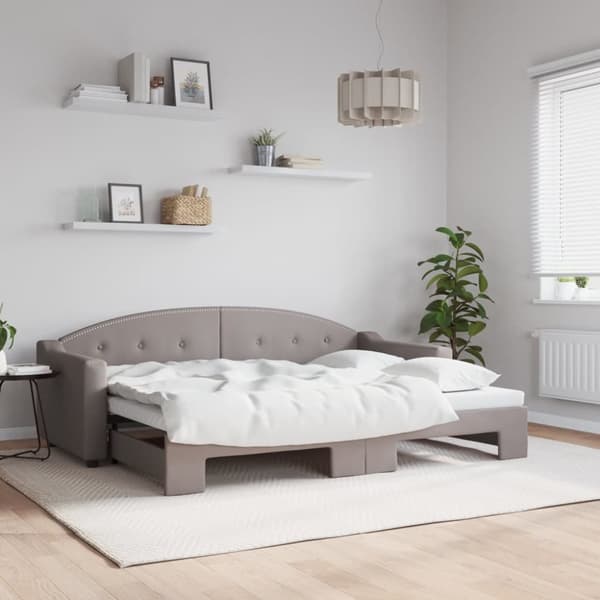Dagbädd utdragbar taupe 80x200 cm tyg