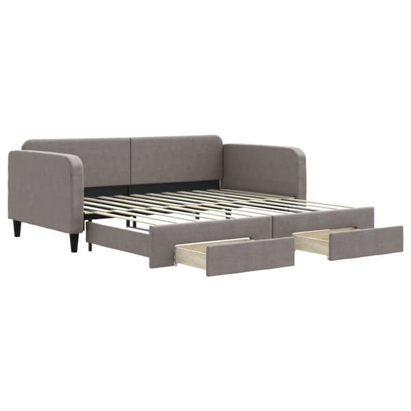 Dagbädd utdragbar med lådor taupe 100x200 cm tyg