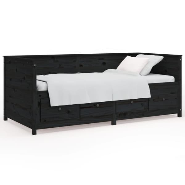 Dagbädd svart 90x190 cm massiv furu