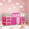Miniatyrbild 1 av 2: Loftsäng med rutschkana rosa 80x200 cm massiv furu