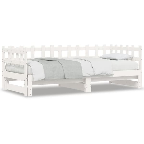 Utdragbar dagbädd vit 2x(90x200) cm massiv furu