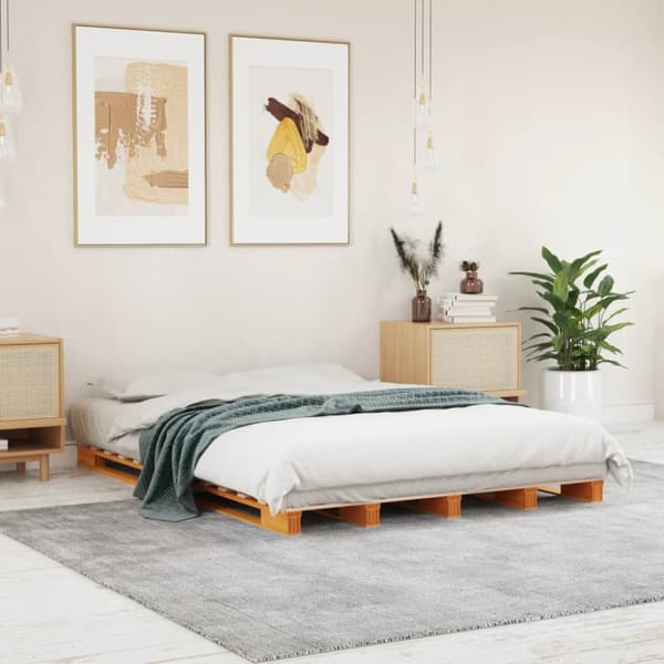 Pallsäng vaxad brun 140x200 cm massiv furu