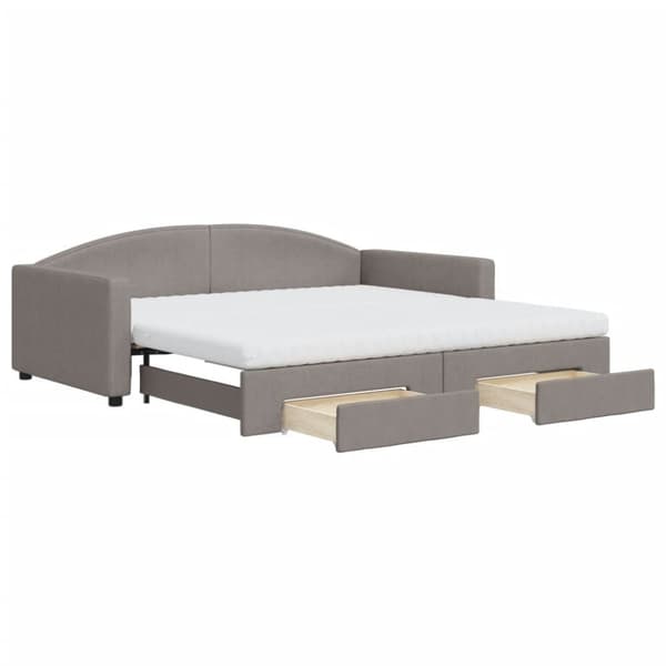 Dagbädd utdragbar med lådor taupe 100x200 cm tyg