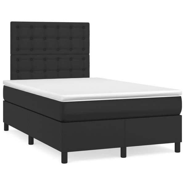 Ramsäng med madrass & LED svart 120x190 cm konstläder