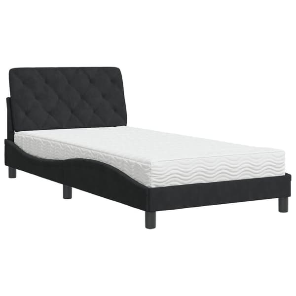 Säng med madrass svart 100x200 cm sammet
