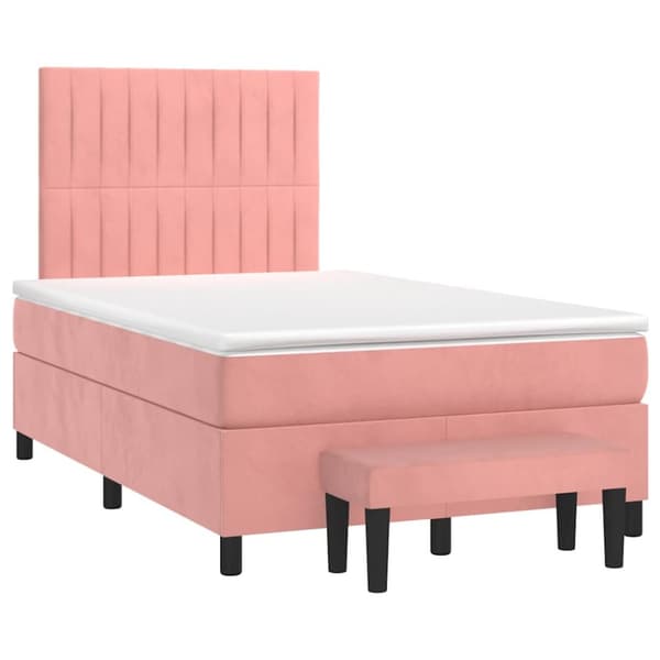 Ramsäng med madrass rosa 120x190 cm sammet