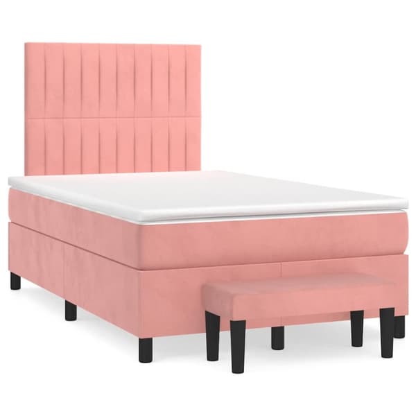 Ramsäng med madrass rosa 120x190 cm sammet