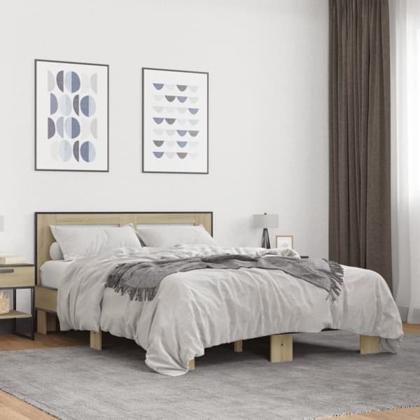 Sängram sonoma-ek 120x190 cm konstruerat trä och metall