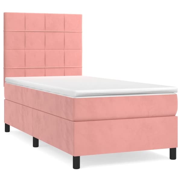 Ramsäng med madrass rosa 100x200 cm sammet