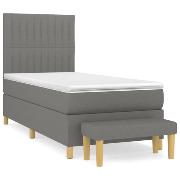 Ramsäng med madrass mörkgrå 100x200 cm tyg