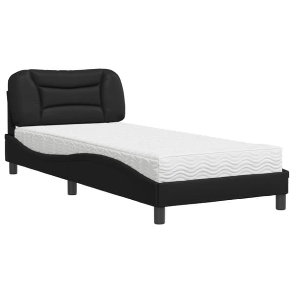 Säng med madrass svart 90x190 cm konstläder