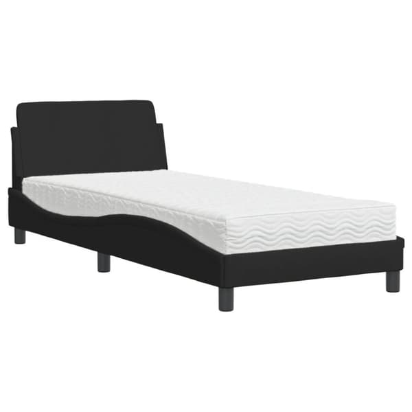 Säng med madrass svart 90x200 cm tyg